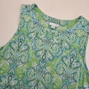 J. Jill Maxi Dress Green Blue Paisley Sleeveless Empire Waist Womens MP